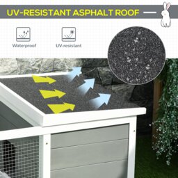 PawHut Wooden Guinea Pigs Hutches Small Guinea Pigs Hutches Pet Run Cover, with UV-resistant Asphalt roof & Water-repellent Paint - Aosom UK - thumbnail 6