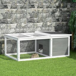 PawHut Wooden Guinea Pigs Hutches Small Guinea Pigs Hutches Pet Run Cover, with UV-resistant Asphalt roof & Water-repellent Paint - Aosom UK - thumbnail 9