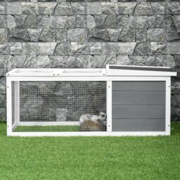 PawHut Wooden Guinea Pigs Hutches Small Guinea Pigs Hutches Pet Run Cover, with UV-resistant Asphalt roof & Water-repellent Paint - Aosom UK - thumbnail 8