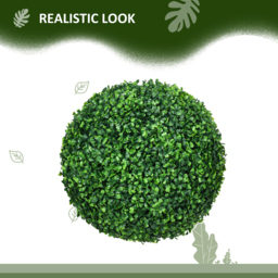 HOMCOM Set of 2 Artificial Topiary Balls, 40cm Faux Boxwood Balls, Hanging Decoration for Home, Indoor, Outdoor, Green - Aosom UK - thumbnail 4