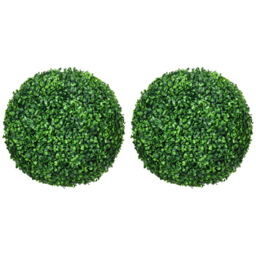 HOMCOM Set of 2 Artificial Topiary Balls, 40cm Faux Boxwood Balls, Hanging Decoration for Home, Indoor, Outdoor, Green - Aosom UK - thumbnail 1