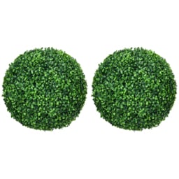 HOMCOM Set of 2 Artificial Topiary Balls, 40cm Faux Boxwood Balls, Hanging Decoration for Home, Indoor, Outdoor, Green - Aosom UK