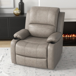 HOMCOM Microfibre Recliner Armchair, with Adjustable Leg Rest, Cup Holder, Cat Scratch Resistant Fabric, for Home Living Room, Brown - thumbnail 2