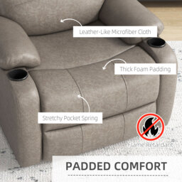 HOMCOM Microfibre Recliner Armchair, with Adjustable Leg Rest, Cup Holder, Cat Scratch Resistant Fabric, for Home Living Room, Brown - thumbnail 5