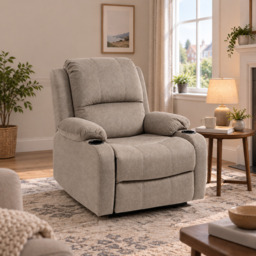 HOMCOM Microfibre Recliner Armchair, with Adjustable Leg Rest, Cup Holder, Cat Scratch Resistant Fabric, for Home Living Room, Brown - thumbnail 2