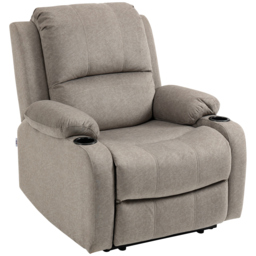 HOMCOM Microfibre Recliner Armchair, with Adjustable Leg Rest, Cup Holder, Cat Scratch Resistant Fabric, for Home Living Room, Brown