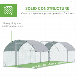 PawHut Walk In Chicken Run Galvanised Chicken Coop Hen Poultry House Cage Pet Playpen Garden with Water-Resist Covers - thumbnail 6