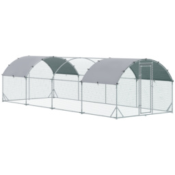 PawHut Walk In Chicken Run Galvanised Chicken Coop Hen Poultry House Cage Pet Playpen Garden with Water-Resist Covers - thumbnail 1