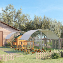 PawHut Walk In Chicken Run Galvanised Chicken Coop Hen Poultry House Cage Pet Playpen Garden with Water-Resist Covers - thumbnail 2