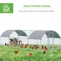 PawHut Walk In Chicken Run Galvanised Chicken Coop Hen Poultry House Cage Pet Playpen Garden with Water-Resist Covers - thumbnail 5