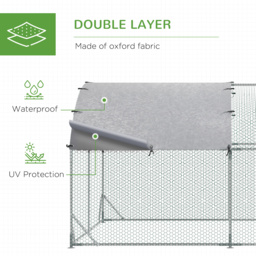 PawHut Walk In Chicken Run Galvanised Chicken Coop Hen Poultry House Cage Pet Playpen Garden with Water-Resist Covers - thumbnail 4