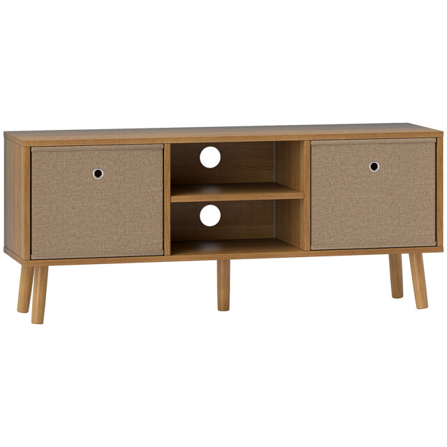 HOMCOM TV Cabinet Stand Unit for TVs up to 50'' with Foldable Drawers, Entertainment Centre for Living Room Brown - Aosom UK - image 1