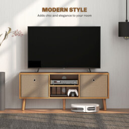 HOMCOM TV Cabinet Stand Unit for TVs up to 50'' with Foldable Drawers, Entertainment Centre for Living Room Brown - Aosom UK - thumbnail 4