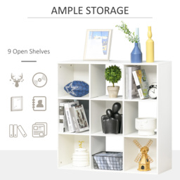 HOMCOM 3-tier 9 Cubes Storage Unit Particle Board Cabinet Bookcase Organiser Home Office Shelves White - thumbnail 5