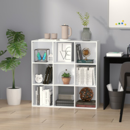 HOMCOM 3-tier 9 Cubes Storage Unit Particle Board Cabinet Bookcase Organiser Home Office Shelves White - thumbnail 2