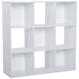 HOMCOM 3-tier 9 Cubes Storage Unit Particle Board Cabinet Bookcase Organiser Home Office Shelves White - thumbnail 1