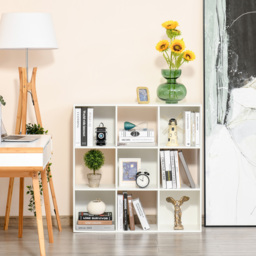 HOMCOM 3-tier 9 Cubes Storage Unit Particle Board Cabinet Bookcase Organiser Home Office Shelves White - thumbnail 4