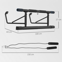 SPORTNOW Pull-Up Bar Doorway with Resistance Bands, No Drilling Chin-Up Bar Push Up Stand with Padded Handles for Home Gym Exercise - thumbnail 3