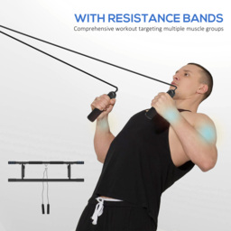 SPORTNOW Pull-Up Bar Doorway with Resistance Bands, No Drilling Chin-Up Bar Push Up Stand with Padded Handles for Home Gym Exercise - thumbnail 6