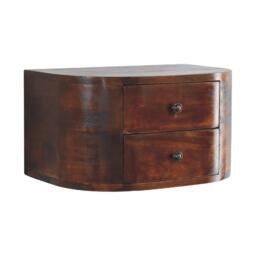 Solid Mango Wood Floating Bedside Unit with Smooth-Gliding Drawers, Space-Saving Desk with Clear Natural Finish, 30L x 45W x 25H cm, Brown - Aosom UK - thumbnail 8