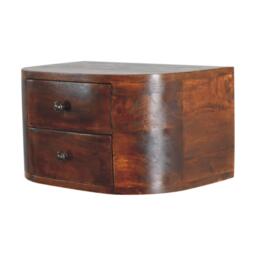 Solid Mango Wood Floating Bedside Unit with Smooth-Gliding Drawers, Space-Saving Desk with Clear Natural Finish, 30L x 45W x 25H cm, Brown - Aosom UK - thumbnail 7