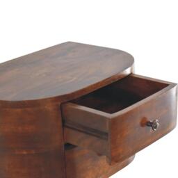 Solid Mango Wood Floating Bedside Unit with Smooth-Gliding Drawers, Space-Saving Desk with Clear Natural Finish, 30L x 45W x 25H cm, Brown - Aosom UK - thumbnail 5