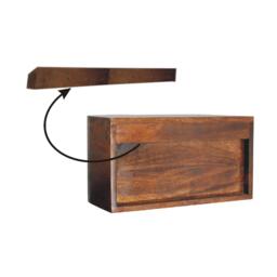 Solid Mango Wood Floating Bedside Unit with Smooth-Gliding Drawers, Space-Saving Desk with Clear Natural Finish, 30L x 45W x 25H cm, Brown - Aosom UK - thumbnail 4