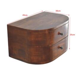 Solid Mango Wood Floating Bedside Unit with Smooth-Gliding Drawers, Space-Saving Desk with Clear Natural Finish, 30L x 45W x 25H cm, Brown - Aosom UK - thumbnail 3