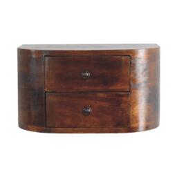 Solid Mango Wood Floating Bedside Unit with Smooth-Gliding Drawers, Space-Saving Desk with Clear Natural Finish, 30L x 45W x 25H cm, Brown - Aosom UK - thumbnail 2