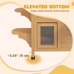 PawHut Wooden Cat House Condos Cat Cave Pet Shelter 2 Floor Villa Outdoor Furniture Natural Wood Finish - Aosom UK - thumbnail 6