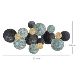 HOMCOM 3D Metal Wall Art Modern Circle Hanging Wall Sculptures Home Decor for Living Room Bedroom Dining Room, Blue Black Gold - thumbnail 3