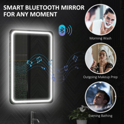 HOMCOM 50 x 70 cm Bluetooth LED Bathroom Mirror with Anti-Fog - Silver Tone - thumbnail 5