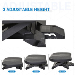 HOMCOM Footrest Adjustable Height & Angle 0-30 Degree for Better Posture at Office Black - Aosom UK - thumbnail 4