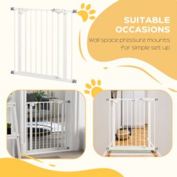 PawHut Adjustable Pet Gate: Metal Safety Barrier for Dogs, 74-80cm Width, Easy Installation, White - Aosom UK - thumbnail 6