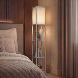 HOMCOM Floor Lamp with Shelves, 3-Tier Floor Standing Lamp, Reading Standing Lamp for Living Room, Bedroom, Office, Dorm, Oak - Aosom UK - thumbnail 9