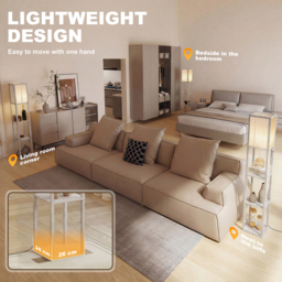 HOMCOM Floor Lamp with Shelves, 3-Tier Floor Standing Lamp, Reading Standing Lamp for Living Room, Bedroom, Office, Dorm, Oak - Aosom UK - thumbnail 8