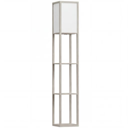 HOMCOM Floor Lamp with Shelves, 3-Tier Floor Standing Lamp, Reading Standing Lamp for Living Room, Bedroom, Office, Dorm, Oak - Aosom UK - thumbnail 1
