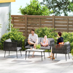 Outsunny 4-Piece Garden Furniture Set with Cushions - Light Grey - thumbnail 8
