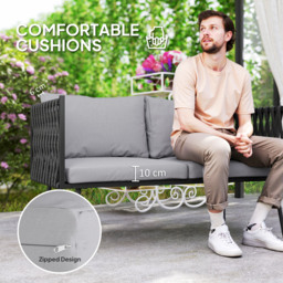 Outsunny 4-Piece Garden Furniture Set with Cushions - Light Grey - thumbnail 5