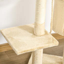 PawHut Cat Tree House, Multi-Level Activity Centre with Scratching Posts, 114 cm High, Beige - thumbnail 8