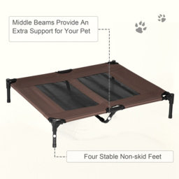 PawHut Elevated Pet Bed, Large Raised Dog & Cat Cooling Cot, Portable for Camping, Outdoor/Indoor Use, Metal Frame with Mesh, Black - Aosom UK - thumbnail 7