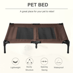 PawHut Elevated Pet Bed, Large Raised Dog & Cat Cooling Cot, Portable for Camping, Outdoor/Indoor Use, Metal Frame with Mesh, Black - Aosom UK - thumbnail 4