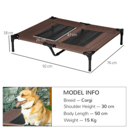 PawHut Elevated Pet Bed, Large Raised Dog & Cat Cooling Cot, Portable for Camping, Outdoor/Indoor Use, Metal Frame with Mesh, Black - Aosom UK - thumbnail 3