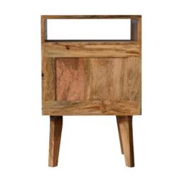 Solid Wood Bedside Cabinet, Mini Nightstand with Knitted Fabric Door & Open Slot, Cotton-Blend, Brown - Aosom UK - thumbnail 9
