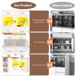 360° Rotating Kitchen Island with App-Controlled LED Lights and Music Sync, Extendable Bar Table with 4 Drawers, 135L x 39W x 93H cm, White - Aosom UK - thumbnail 6