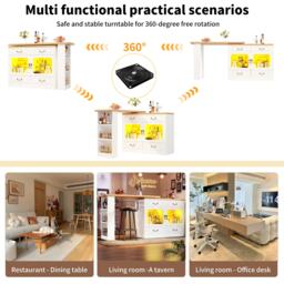 360° Rotating Kitchen Island with App-Controlled LED Lights and Music Sync, Extendable Bar Table with 4 Drawers, 135L x 39W x 93H cm, White - Aosom UK - thumbnail 5