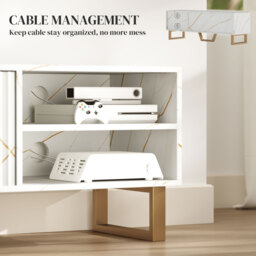 "HOMCOM Marble Effect TV Unit, TV Stand Cabinet for up to 70"" TVs, Modern TV Cabinet with Shelves and Storage Cupboard, Fluted Door, Extra Centre Leg, Cable Management for Living Room, White" - thumbnail 6