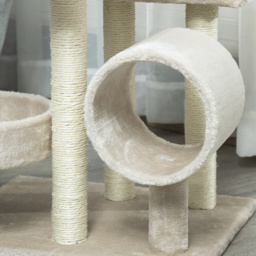 PawHut Cat Tree, Plush, 50Lx40Wx105H cm-Beige - Aosom UK - thumbnail 9