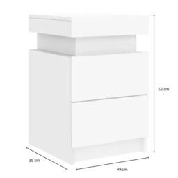 Multi-Functional LED Nightstand with Adjustable Lights, 2 Drawers, Modern Bedside Table for Bedroom, Living Room, 49L x 35W x 52H cm, White - Aosom.UK - thumbnail 3