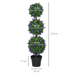 HOMCOM Artificial Lavender Flower Ball Trees, Set of 2, with Pot for Indoor Outdoor Decor, 110cm, Green. - Aosom UK - thumbnail 3